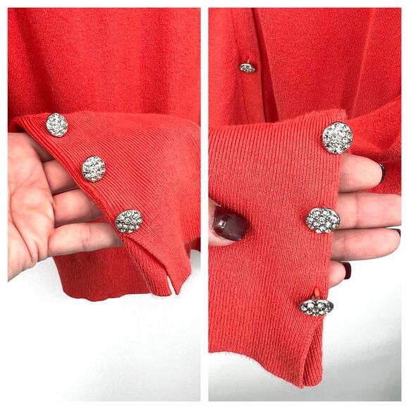 Truth‎ Cardigan Women's L Coral Fall Color Minimalist Preppy Soft Halloween Prep - Picture 3 of 6